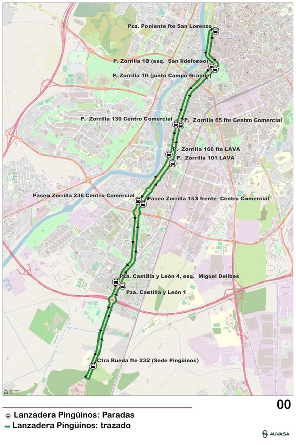 Bus Auvasa Pingüinos 2023 mapa