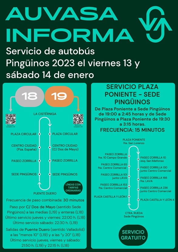 Bus Auvasa Pingüinos 2023 informa