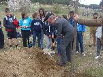 El alcalde colabora en la plantación de un árbol