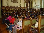 Escolares durante el acto celebrado en el Salón de Plenos del Consistorio