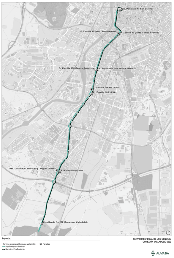 AUVASA bus plano Conexión Valladolid