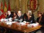 Los participantes en la presentación del libro dedicado a la Cofradía del Patrón